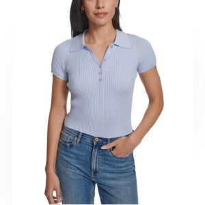 CALVIN KLEIN JEANS Short Sleeve Ribbed Polo Shirt Size L